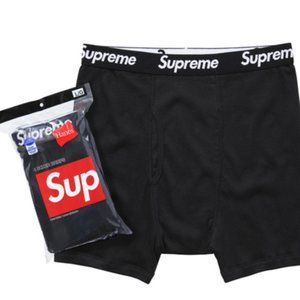 NWT - SUPREME x HANES BOXER BRIEFS (4 PACK) - Black - Medium